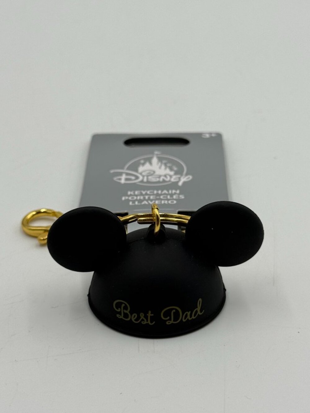 Disney Parks Mickey Mouse Ear Hat Best Dad Keychain Bag Charm Gold Ring New